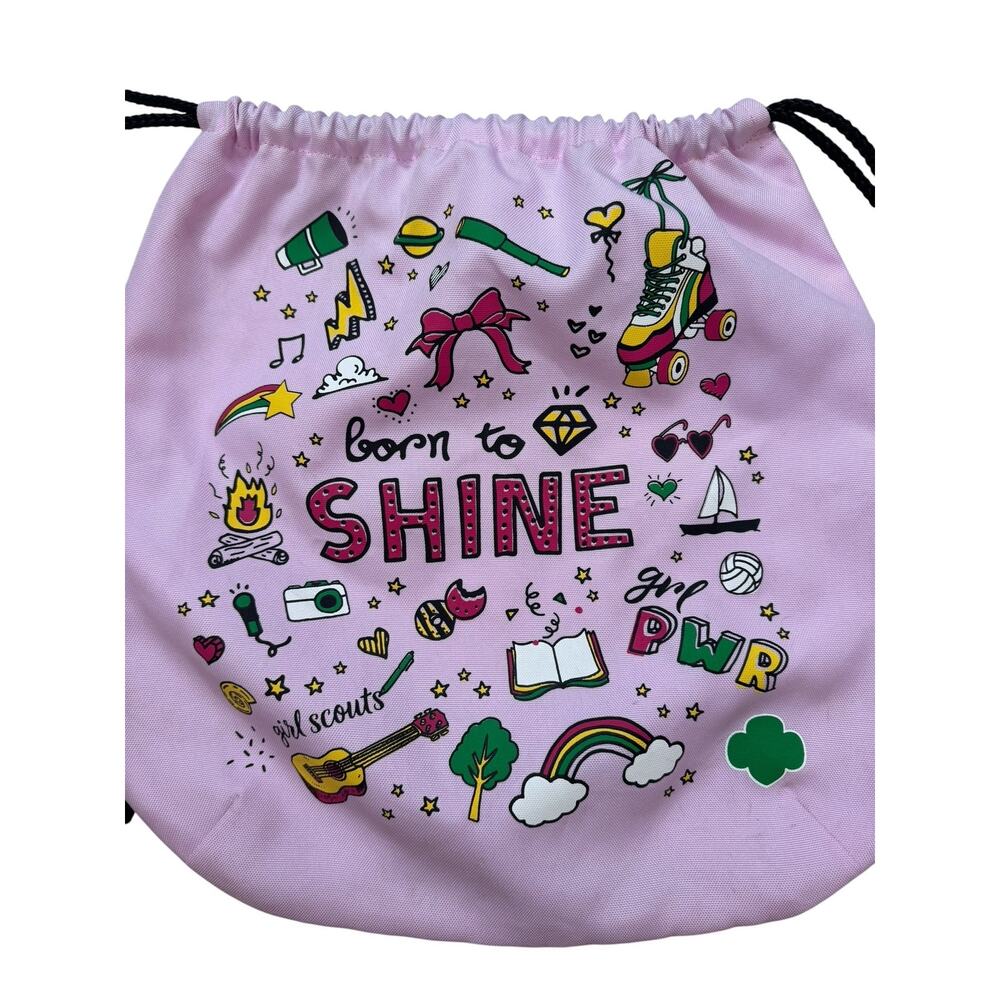 Girl Scouts Born To Shine Drawstring Backpack Purple Colorful Girl Power